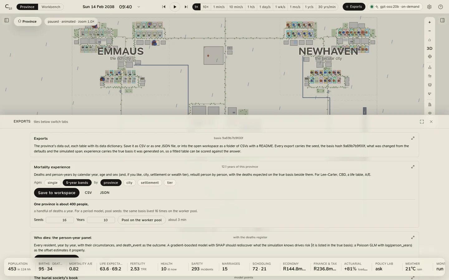 The Exports tab
