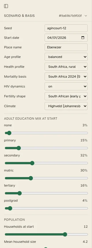 The Scenario and basis panel